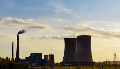 Aksu Power Plant sunset scenery in Xinjiang, China