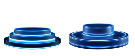 Set of modern glowing blue buttons for web design or application interface.