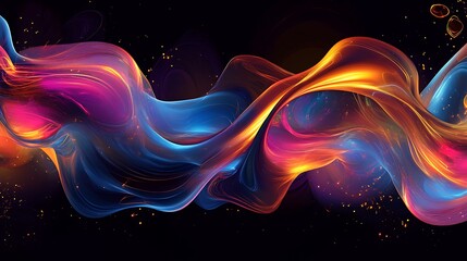 Obraz premium Fluid digital lines glowing with neon colors creating a seamless flowing wave pattern.