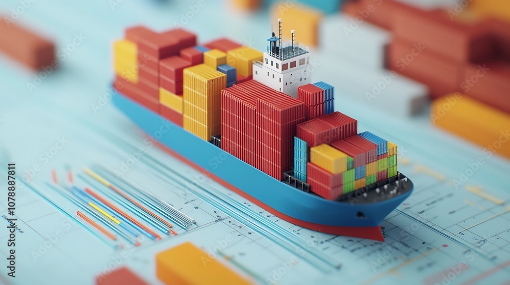 Poster comprehensive shipping forecast dashboard with 3d visualization of logistics insights