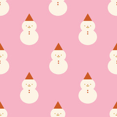 Christmas seamless pattern with cute snowmen.