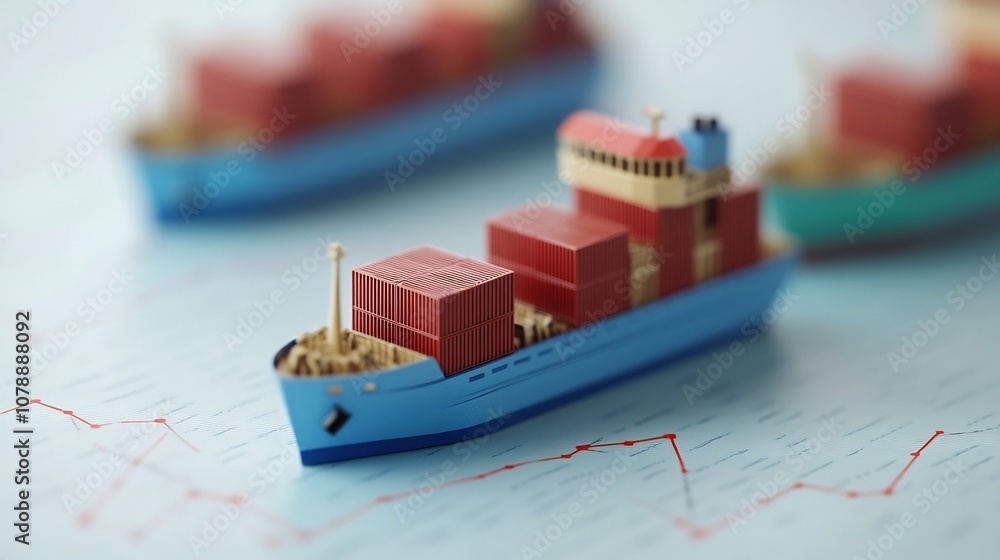 Poster analytical container freight visualization with shipping forecast in 3d