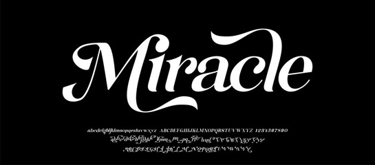 Elegant Font Uppercase Lowercase and Number. Classic Lettering Minimal Fashion Designs. Typography modern serif fonts regular decorative vintage concept. vector illustration