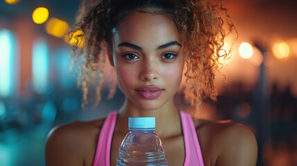new year fitness goals, during dry january, a fitness buff hits the gym with a reusable water bottle, prioritizing health and wellness