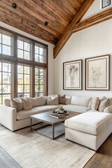 Beautiful Modern Living room Interior with furniture's ,mockup frame , posters, wall -3d Rendering