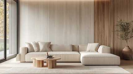 Beautiful Modern Living room Interior with furniture's ,mockup frame , posters, wall -3d Rendering