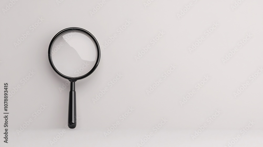 Poster magnifying glass icon with empty background for search concept 3d