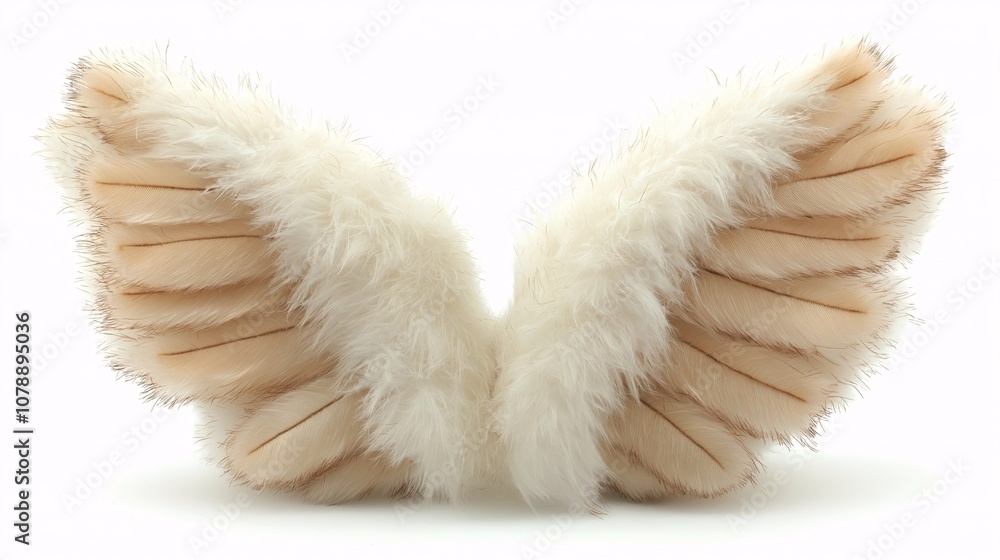 Poster soft, fluffy wings with a gentle gradient of light color suitable for fantasy and whimsical themes i