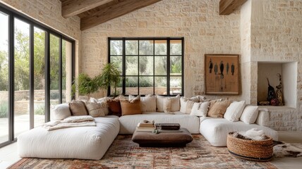 a cozy modern stone ranch