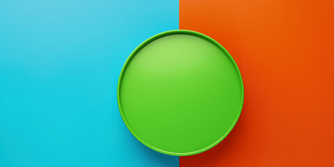 Minimalist green circle on vibrant blue and orange split background