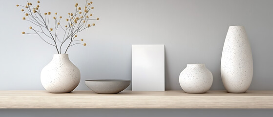 Showcase elegant home decor with minimalist vases and modern mockup concepts