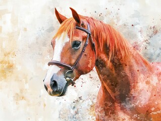 Abstract colorful horse background as watercolor painting