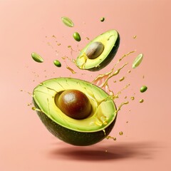 the AI Image Generator, A fresh avocado cut in half,