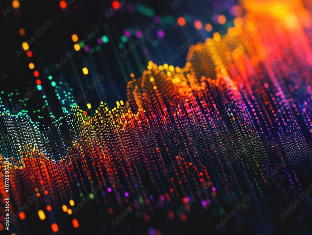 Poster abstract digital stock market graph with colorful lines showcasing financial trends and data analyti