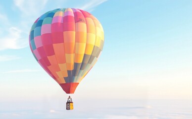 Naklejka premium Hot air balloon In Sky with clouds sunset background 