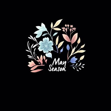 May Season Floral Lettering Animation with Transparent Alpha Channel