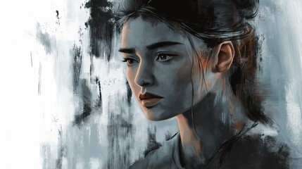 Face of a young beautiful woman illustration