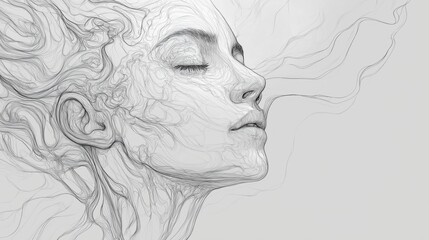 Face of a young beautiful woman illustration