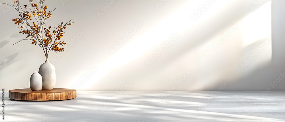 Poster create a stunning interior mockup preview featuring elegant vases and minimalist design elements