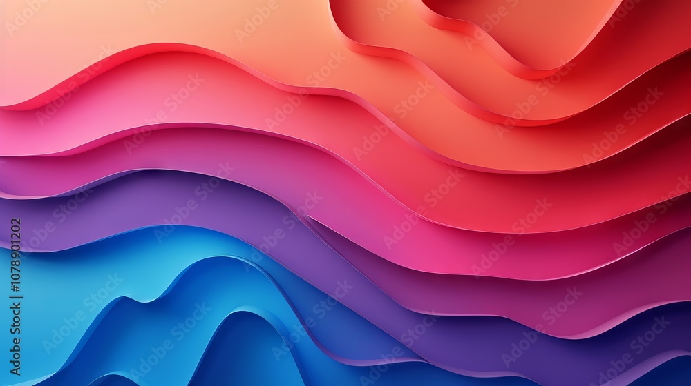 Poster abstract colorful wavy background with vibrant colors and layered paper effect.