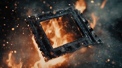 Film frame overlay effect with grain texture, dust particles and vintage grunge design.
