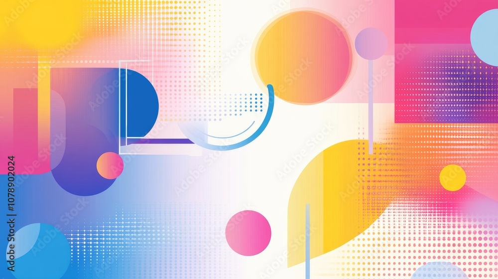 Poster abstract colorful geometric background with bright shapes, bubbles, and gradient patterns for use in