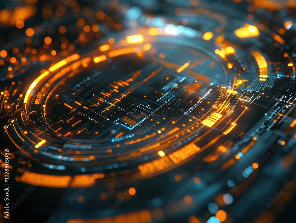 Poster abstract representation of financial data and stock market trends with glowing graphs and futuristic