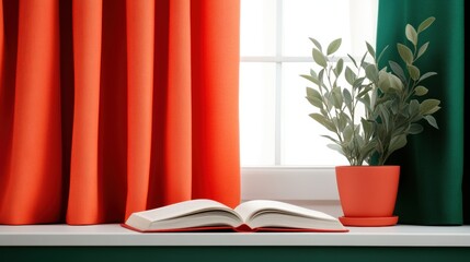 Cozy Library Corner with Open Book and Evening Light