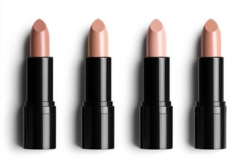 Smooth and glossy lipstick color palette in soft pink and peach shades with creamy textures for high-quality makeup branding visuals
