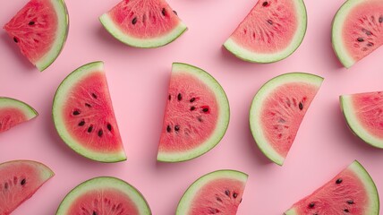 minimalistic watermelon pattern on plain pastel color background