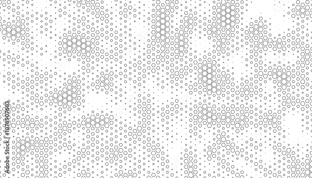 Poster black and white abstract hexagon pattern. modern technology background texture. vector format illust