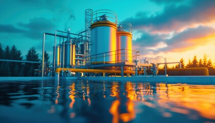 Obraz premium Enhancing sustainable water purification techniques with advanced industrial filtration systems