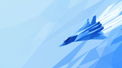 Abstract Blue Jet in Motion with Geometric Shapes Representing Speed, Technology, and Aviation Dynamic Art Background for Creative Projects