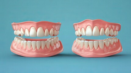 Obraz premium Comprehensive Dental Care Illustration: Realistic 3D Tooth Mockups and Vector Designs for Oral Health Education