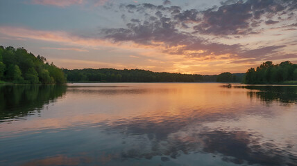 Obraz premium sunset over the lake for background 