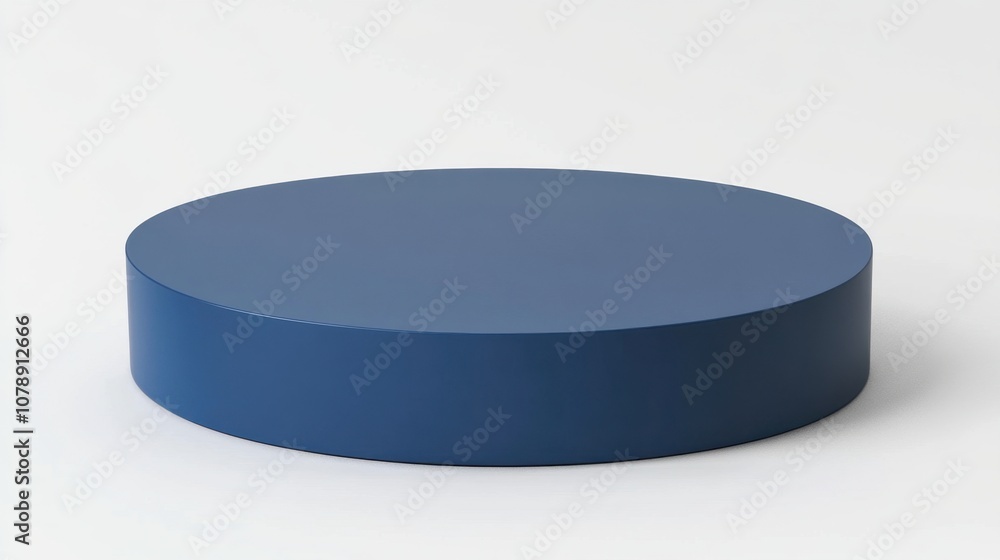 Poster minimalistic blue circular display stand for product presentation in clean neutral background ideal 