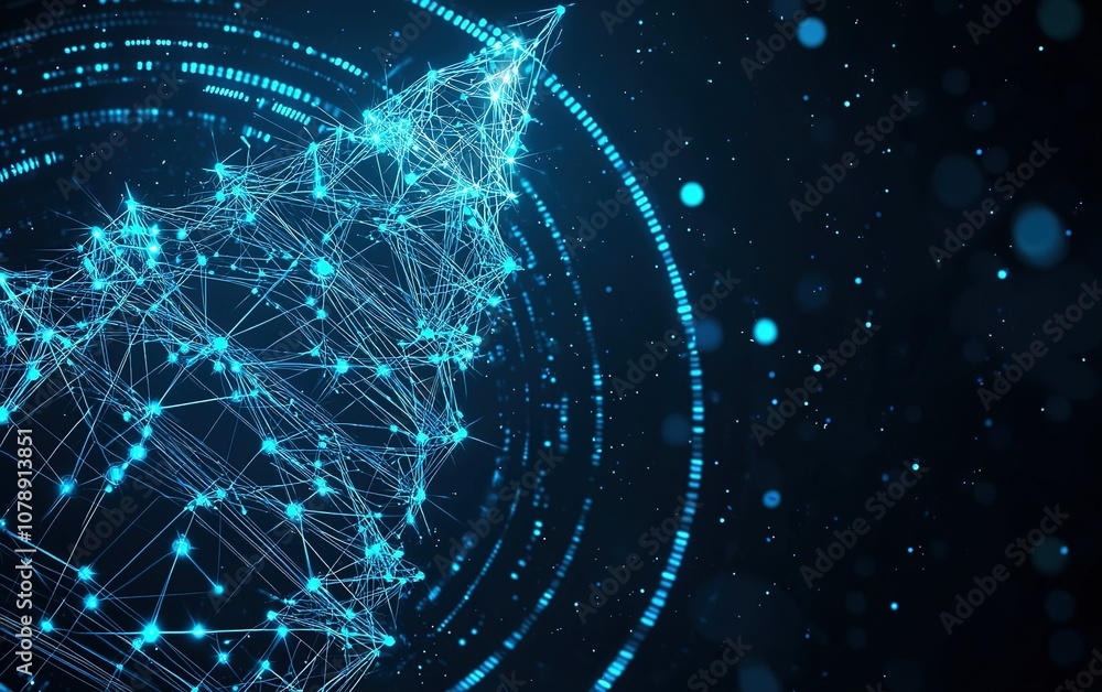 Aufkleber abstract digital network representation illustrating technological connectivity in a dark space with