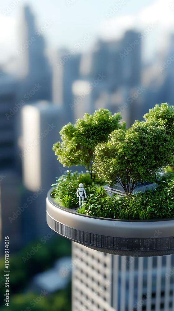 Aufkleber innovative urban skylines integrating green spaces and smart technology in sustainable architecture