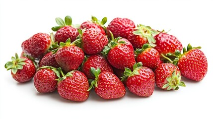Obraz premium Fresh Red Strawberries on White Background - Food Photography