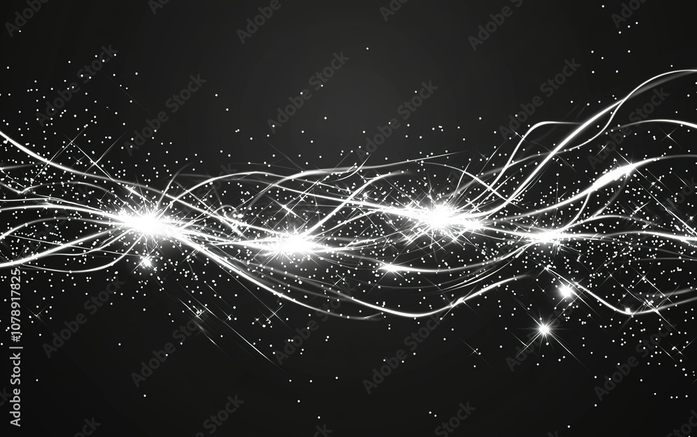 Aufkleber bright sparkling lines of light create enchanting patterns against a dark background, evoking a sens
