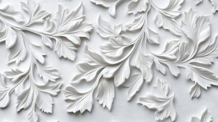 White 3D floral design on white background.