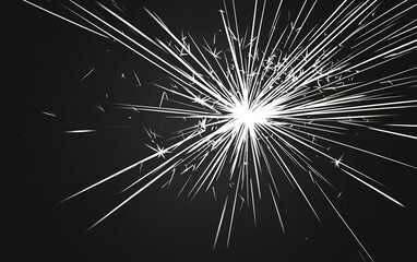 Obraz premium Sparks fly brightly against a dark background during a metalworking process in an industrial workshop late at night