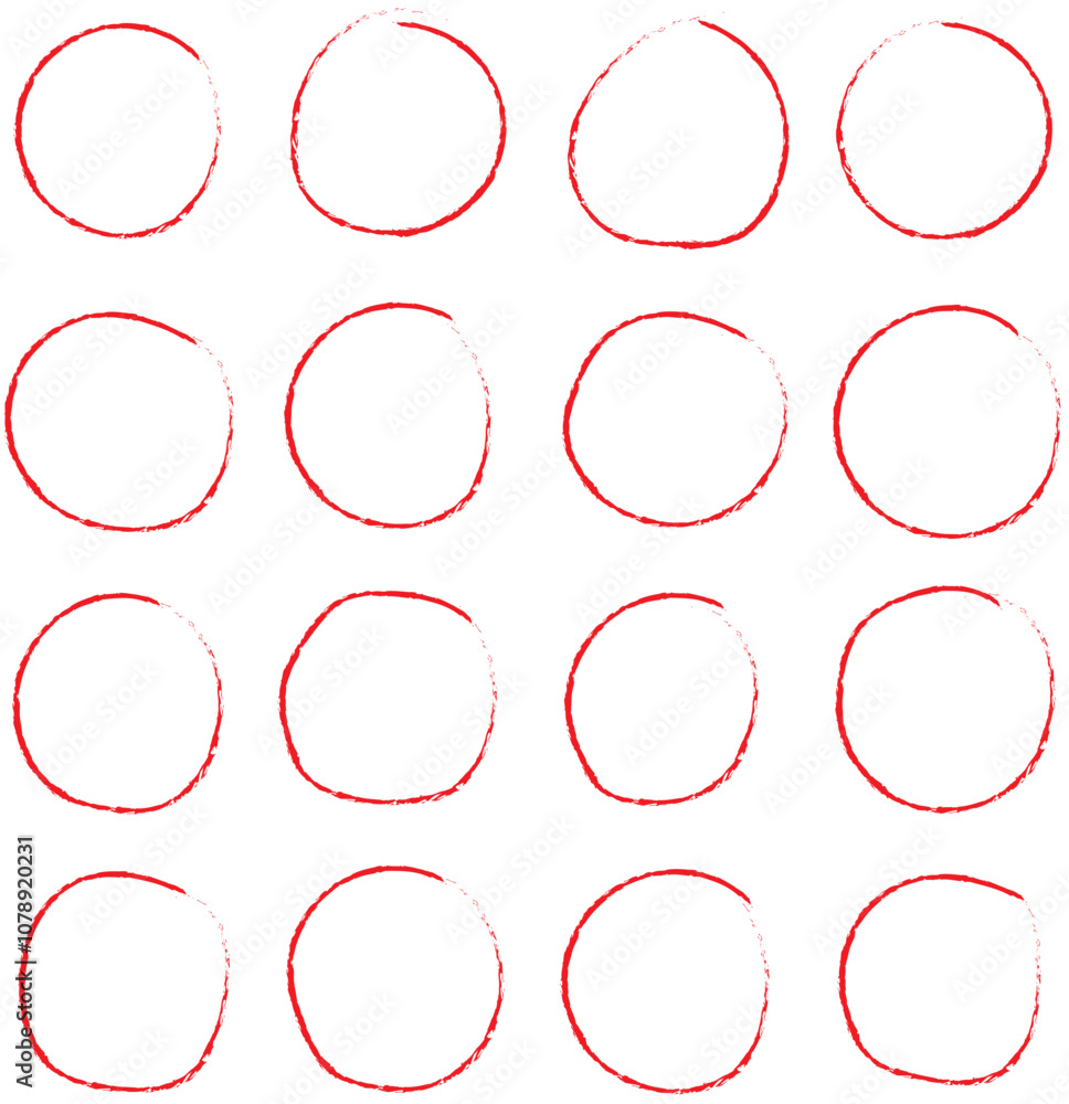 Poster red marker circle vector collection on isolated on a white background