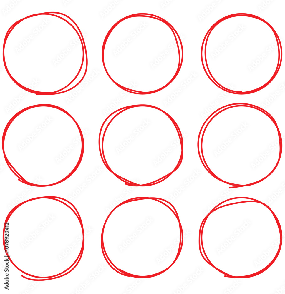 Poster red marker circle vector collection on isolated on a white background