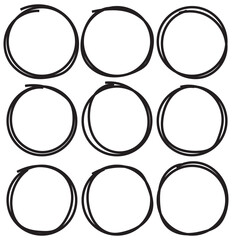 hand drawn circle line sketch circular vector , vector brush stroke circle on a white background