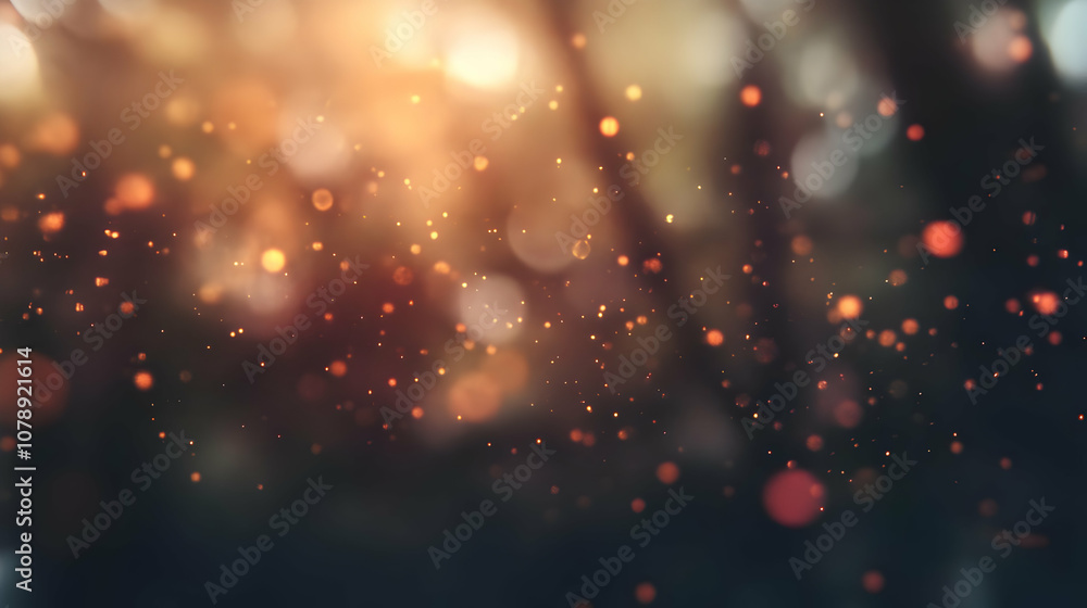 Poster abstract bokeh background with orange and red lights and blurred spots of light