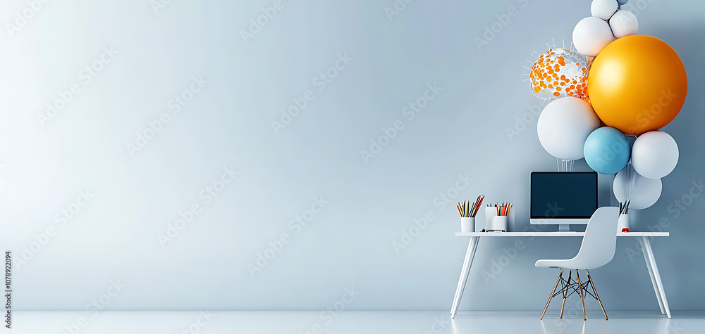 Poster create a stylish and functional workspace with trendy decor and modern design elements