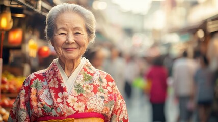 Elderly Woman in Vibrant Traditional Attire