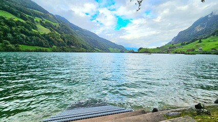 lake in the swiss alps