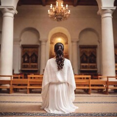 Naklejka premium young beautiful woman with a white veil